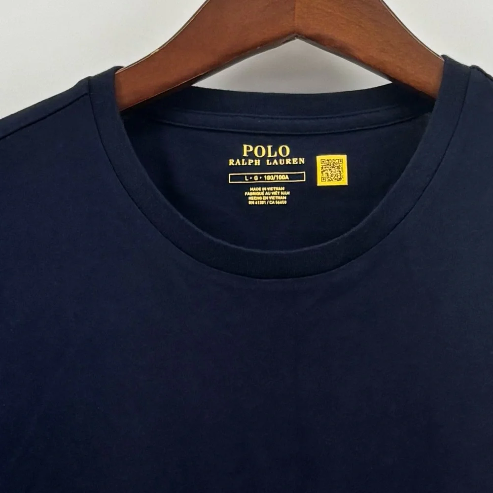 Polo Ralph Lauren Mens Navy Blue‎ Red Pony Short Sleeve T-Shirt Size LG